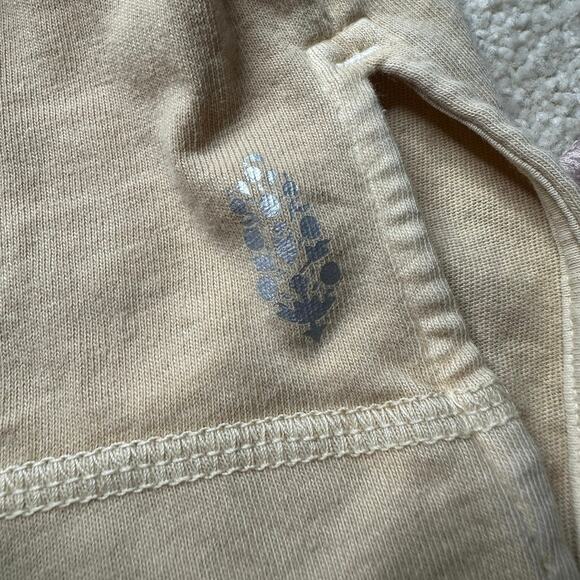 Free People: Varsity Stripe Neutral Yellow Tan VNeck Oversized Sweatshirt - Picture 7 of 7